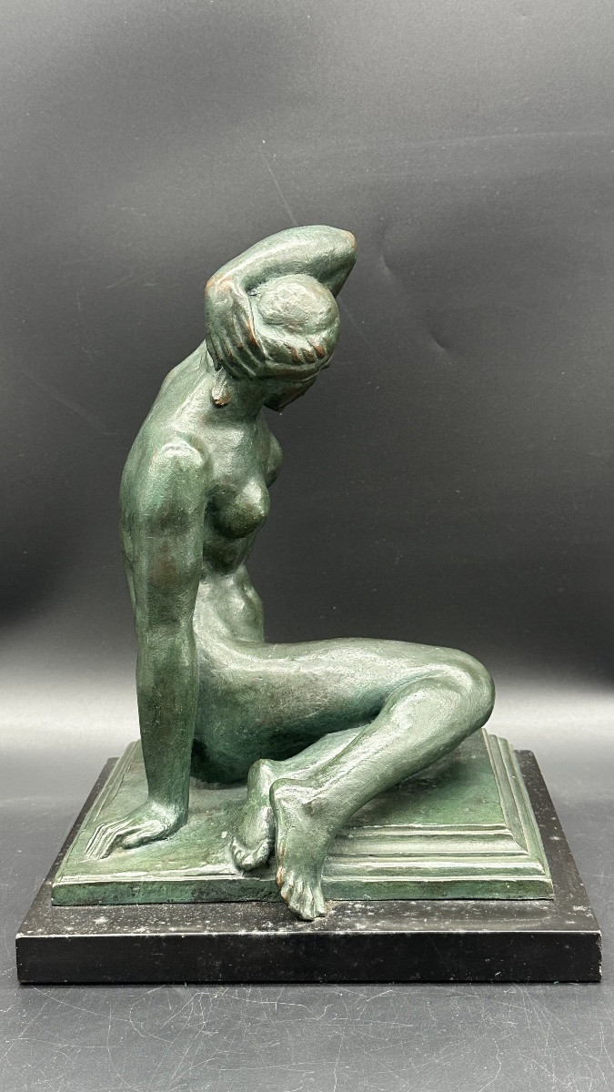Bronze Female Sculpture, Signed Pavesi - Art Deco-photo-1