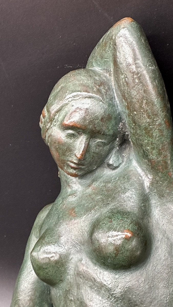 Bronze Female Sculpture, Signed Pavesi - Art Deco-photo-3