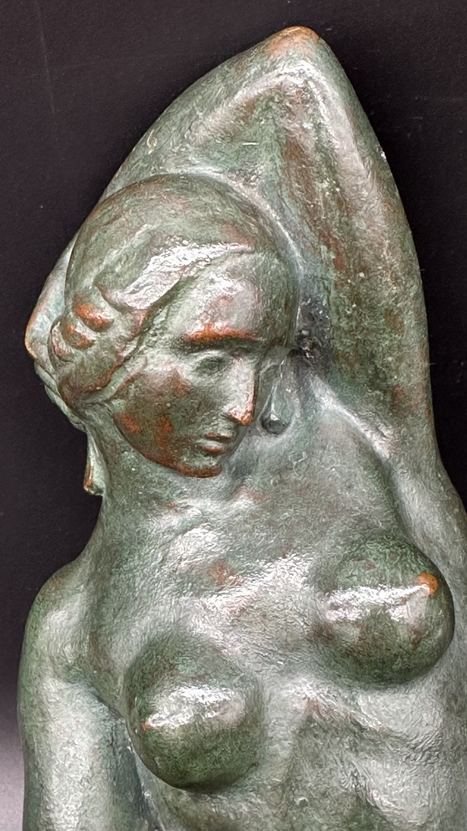 Bronze Female Sculpture, Signed Pavesi - Art Deco-photo-4