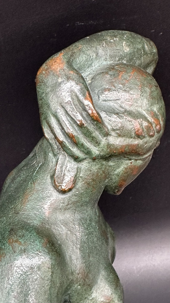 Bronze Female Sculpture, Signed Pavesi - Art Deco-photo-5