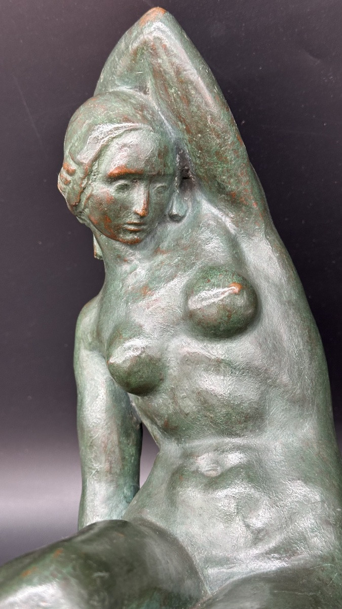 Bronze Female Sculpture, Signed Pavesi - Art Deco-photo-6