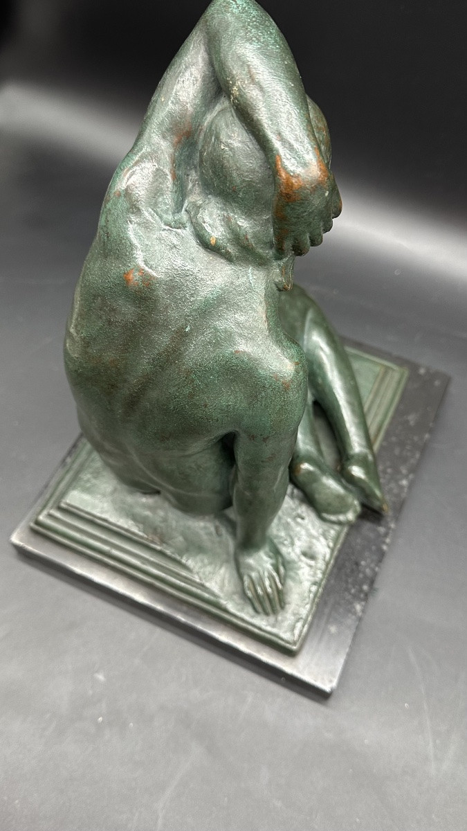 Bronze Female Sculpture, Signed Pavesi - Art Deco-photo-7