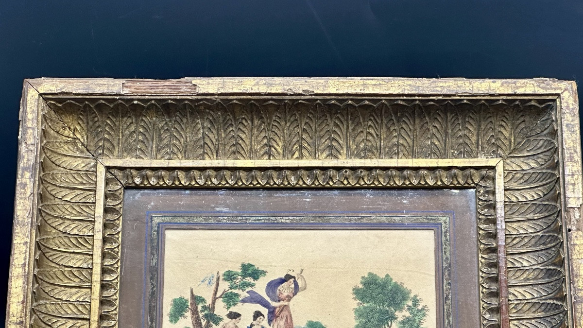 Gravure coloriée « Diane et Cupidon » - Néoclassique-photo-3