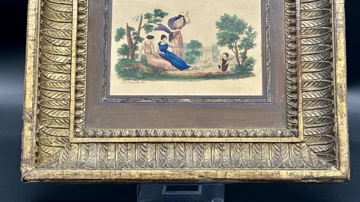 Gravure coloriée « Diane et Cupidon » - Néoclassique-photo-5