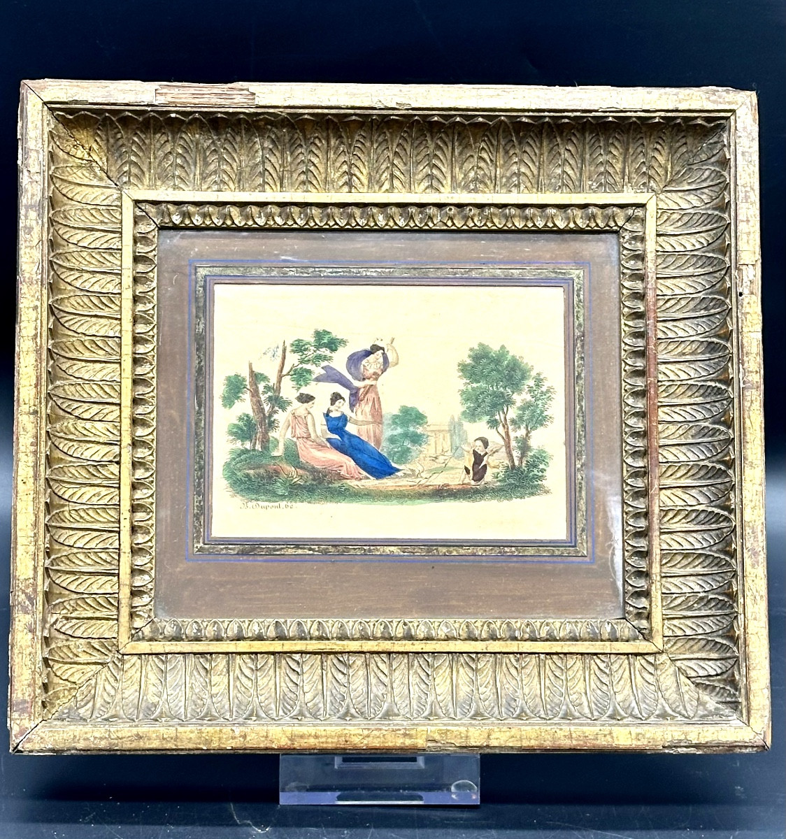 Gravure coloriée « Diane et Cupidon » - Néoclassique