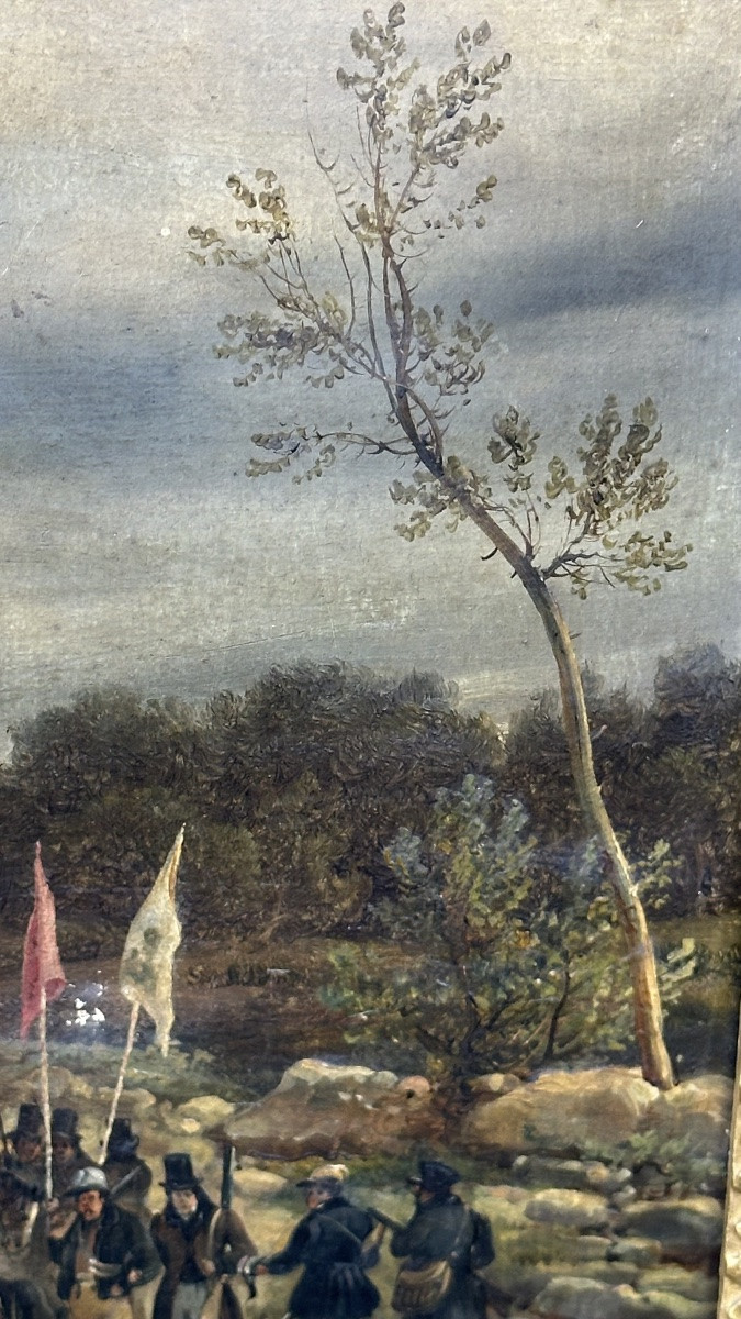 Painting "aristocratic Hunting Party" - 19th Century-photo-7