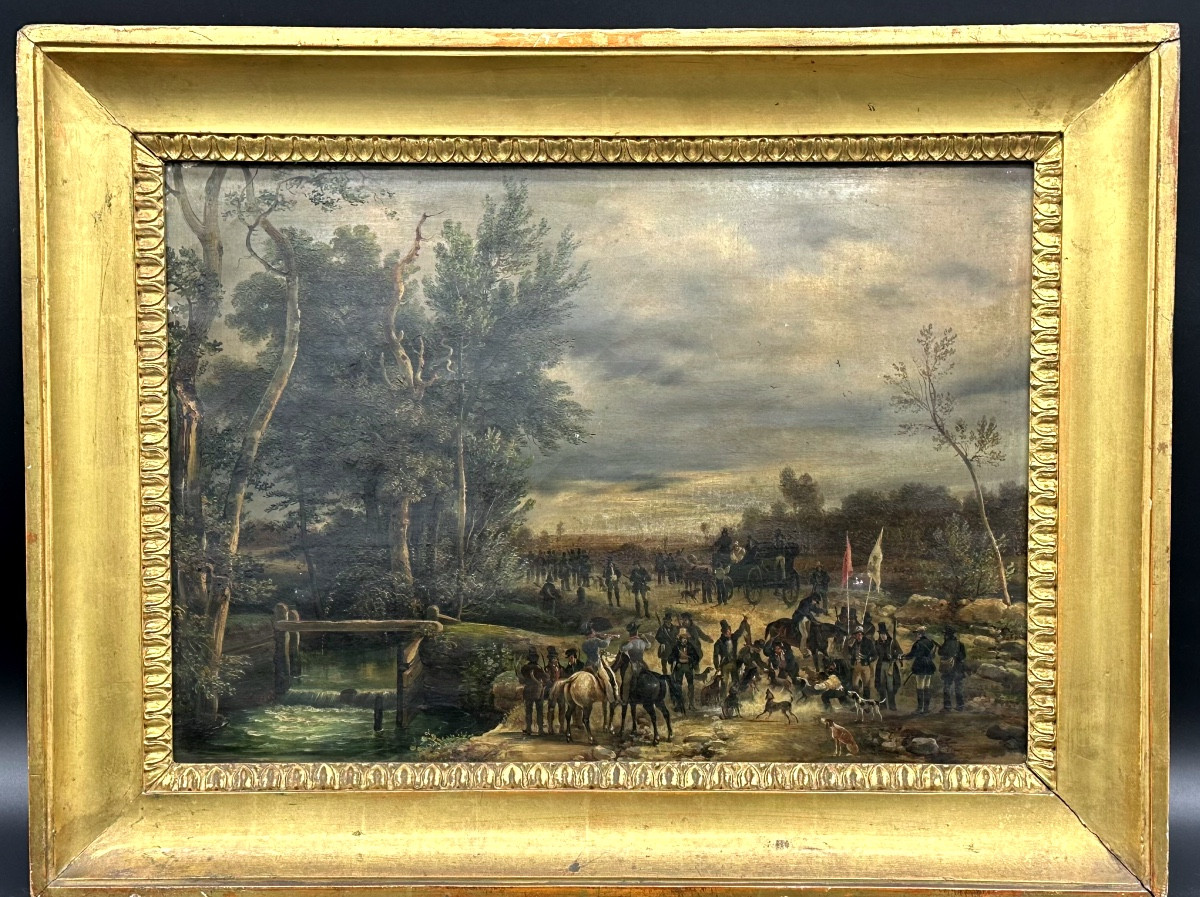Painting "aristocratic Hunting Party" - 19th Century