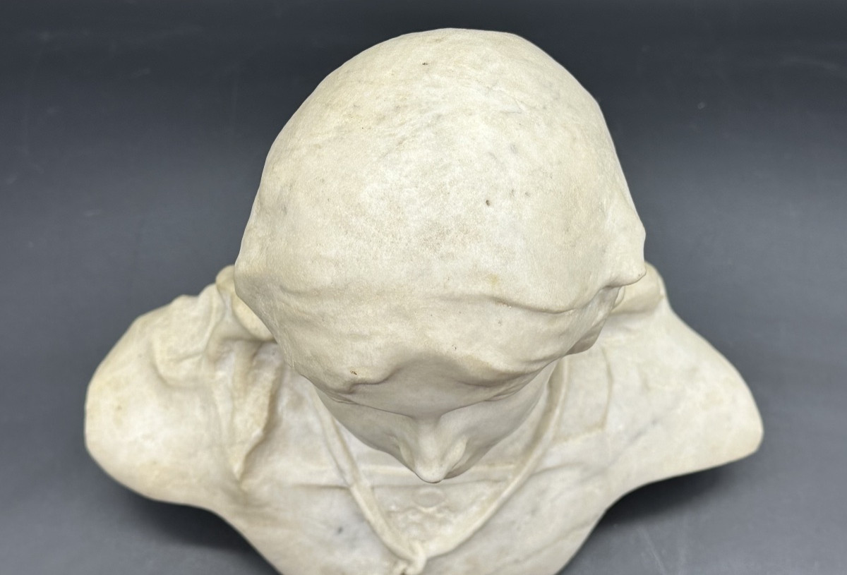 Buste en marbre « Jeune fille » (Jeanne d'Arc ?) - XIXe siècle-photo-4