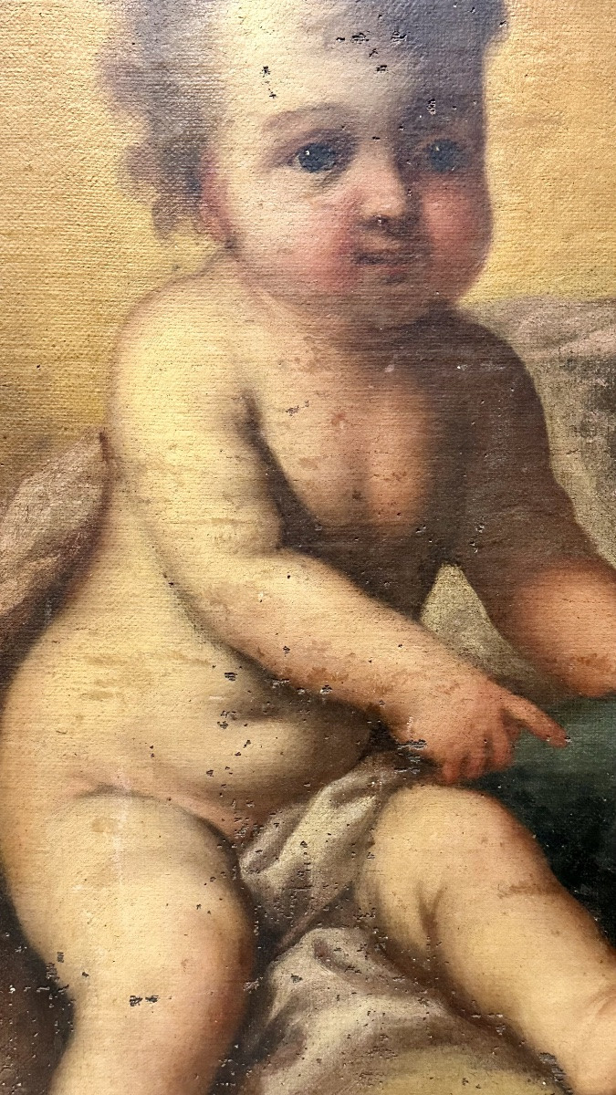Oil Painting On Canvas, "baby Jesus" - 18th Century-photo-1