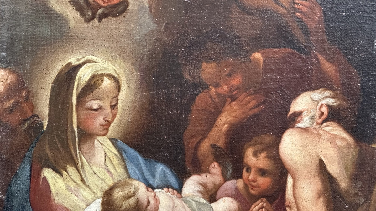 Huile sur toile, « L'Adoration des bergers » - XVIIe siècle-photo-4