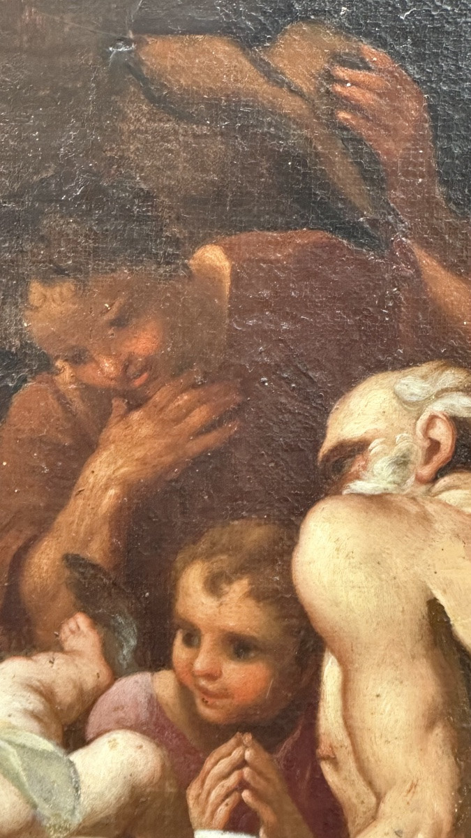 Huile sur toile, « L'Adoration des bergers » - XVIIe siècle-photo-4