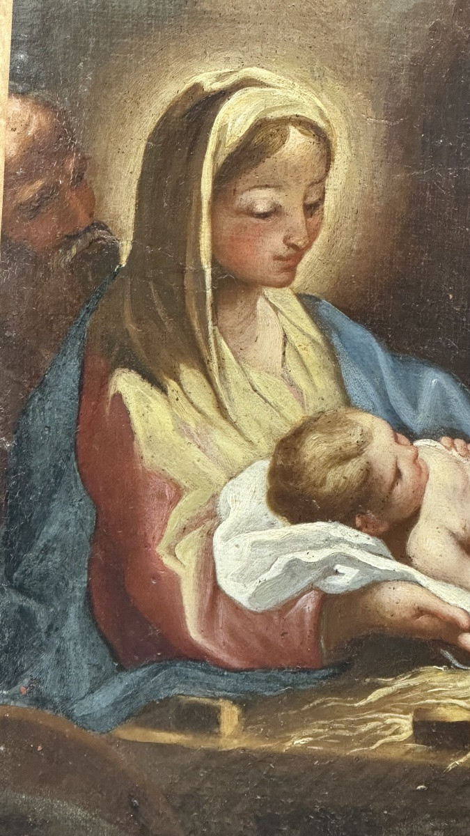 Huile sur toile, « L'Adoration des bergers » - XVIIe siècle-photo-5