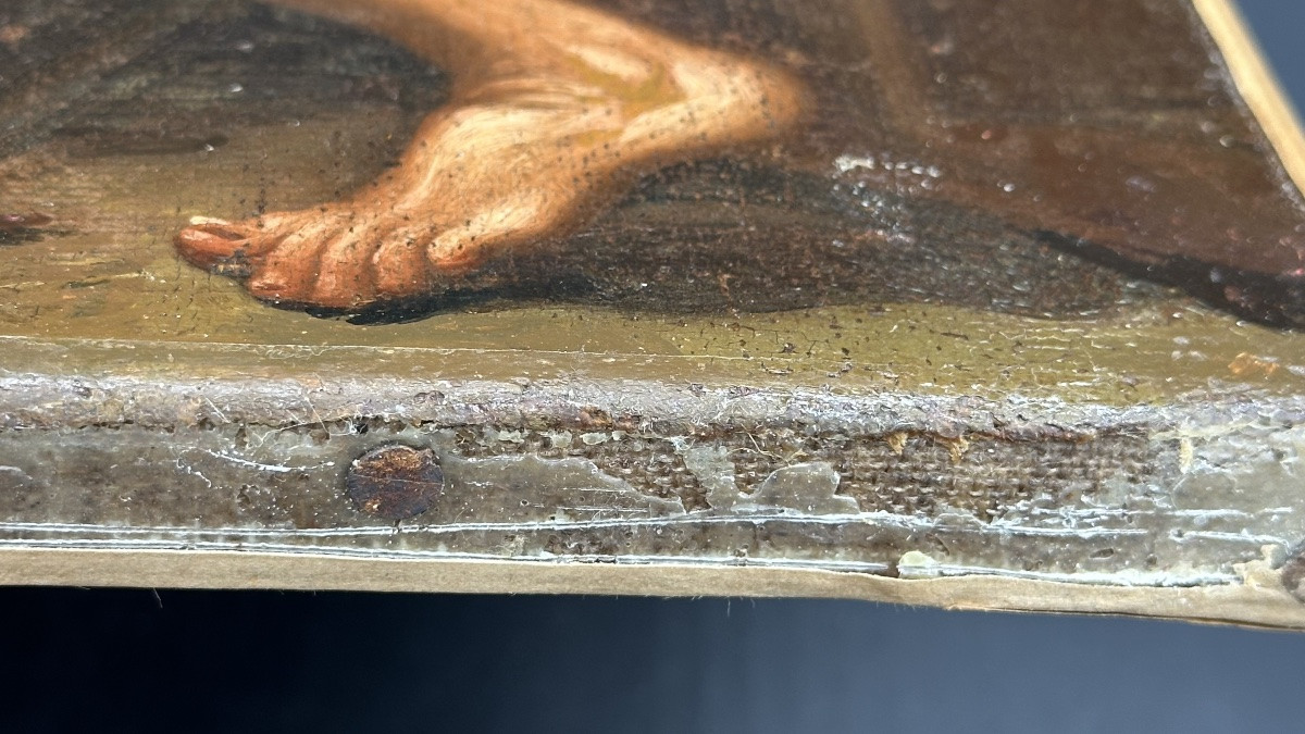 Huile sur toile, « L'Adoration des bergers » - XVIIe siècle-photo-7