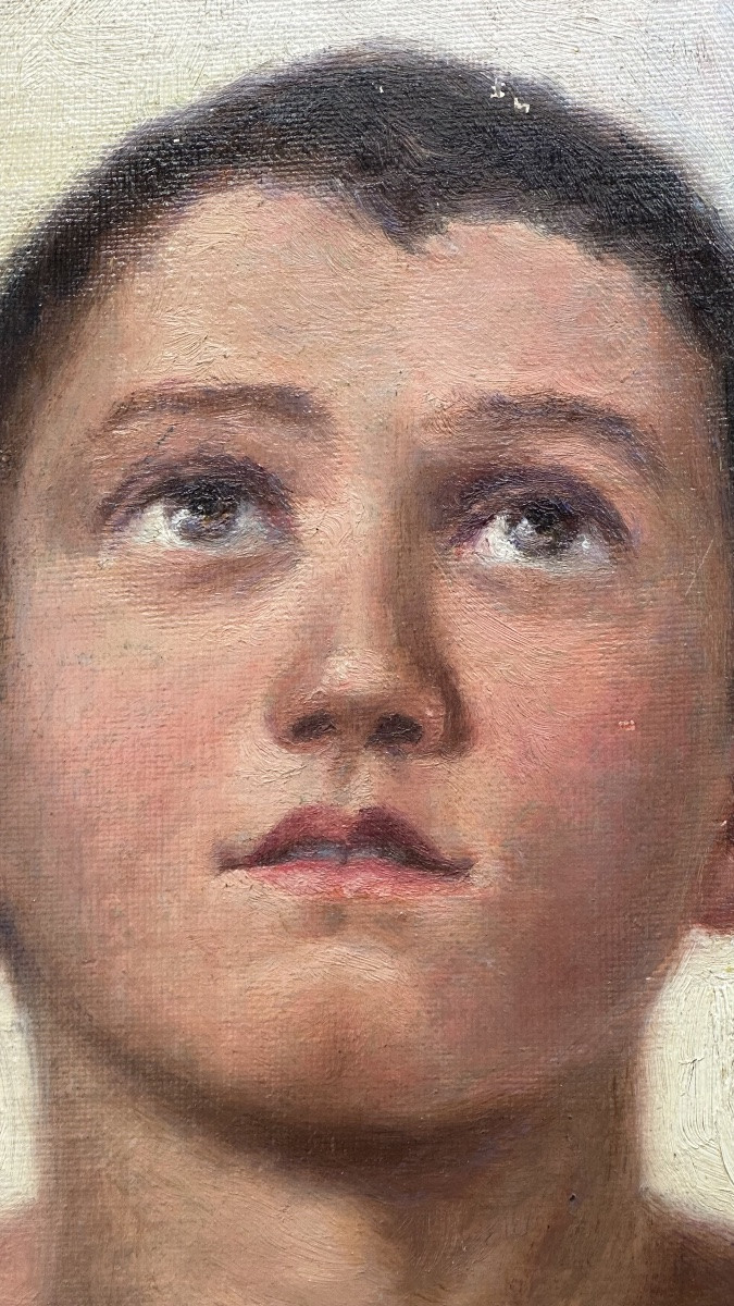 Tableau « Garçon en prière » - fin XIXe, début XXe siècle.-photo-2