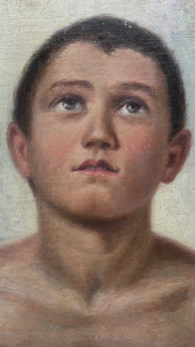 Tableau « Garçon en prière » - fin XIXe, début XXe siècle.-photo-3