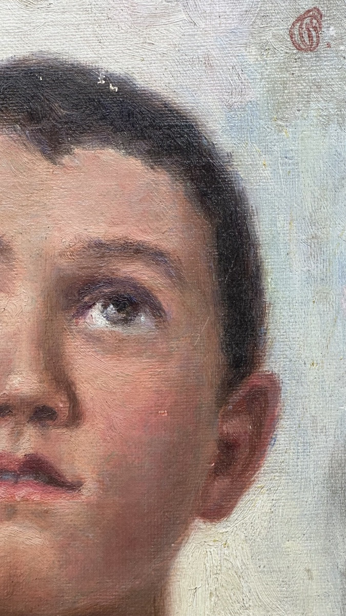 Tableau « Garçon en prière » - fin XIXe, début XXe siècle.-photo-4