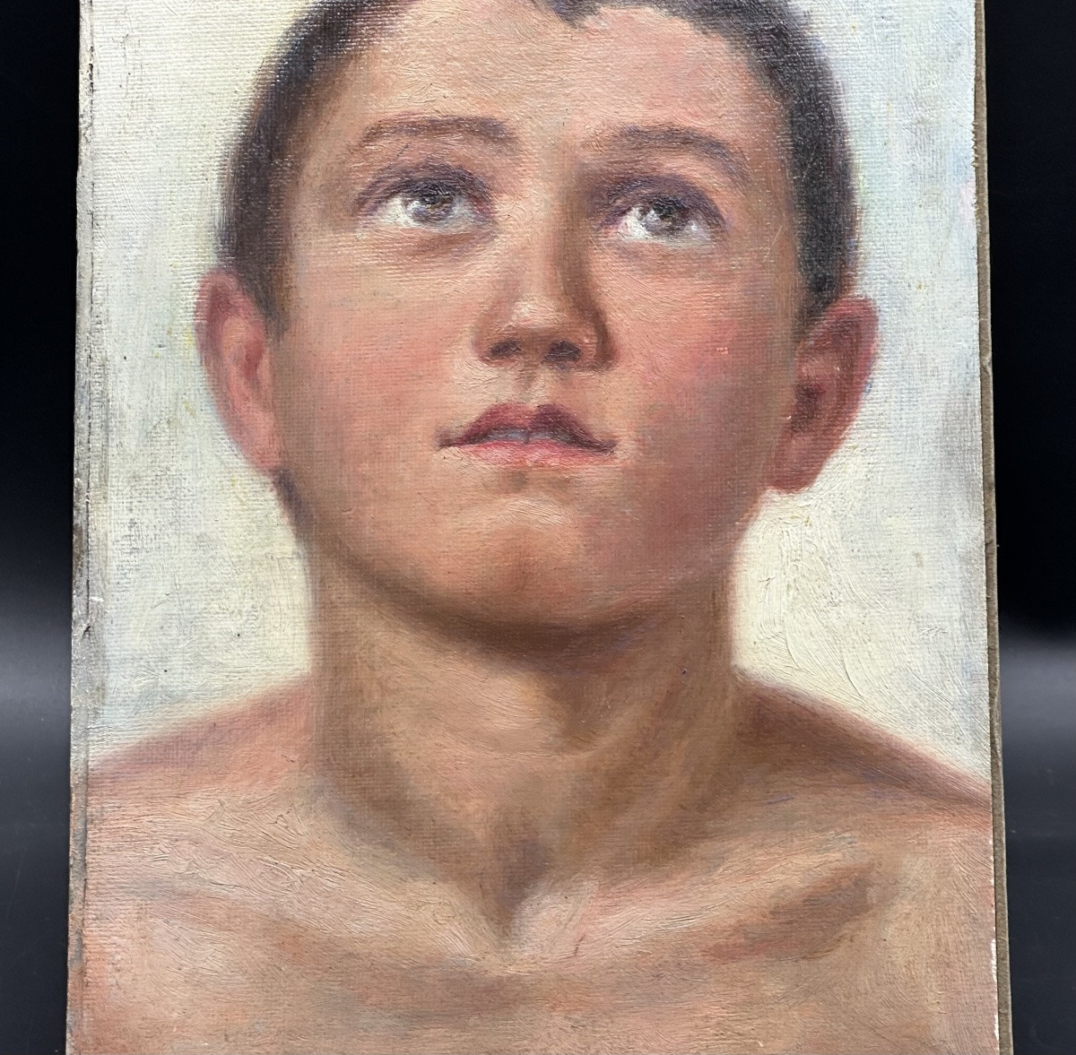 Tableau « Garçon en prière » - fin XIXe, début XXe siècle.-photo-3