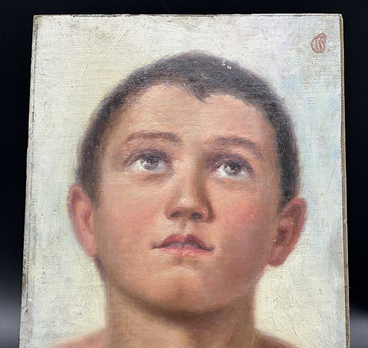 Tableau « Garçon en prière » - fin XIXe, début XXe siècle.-photo-4