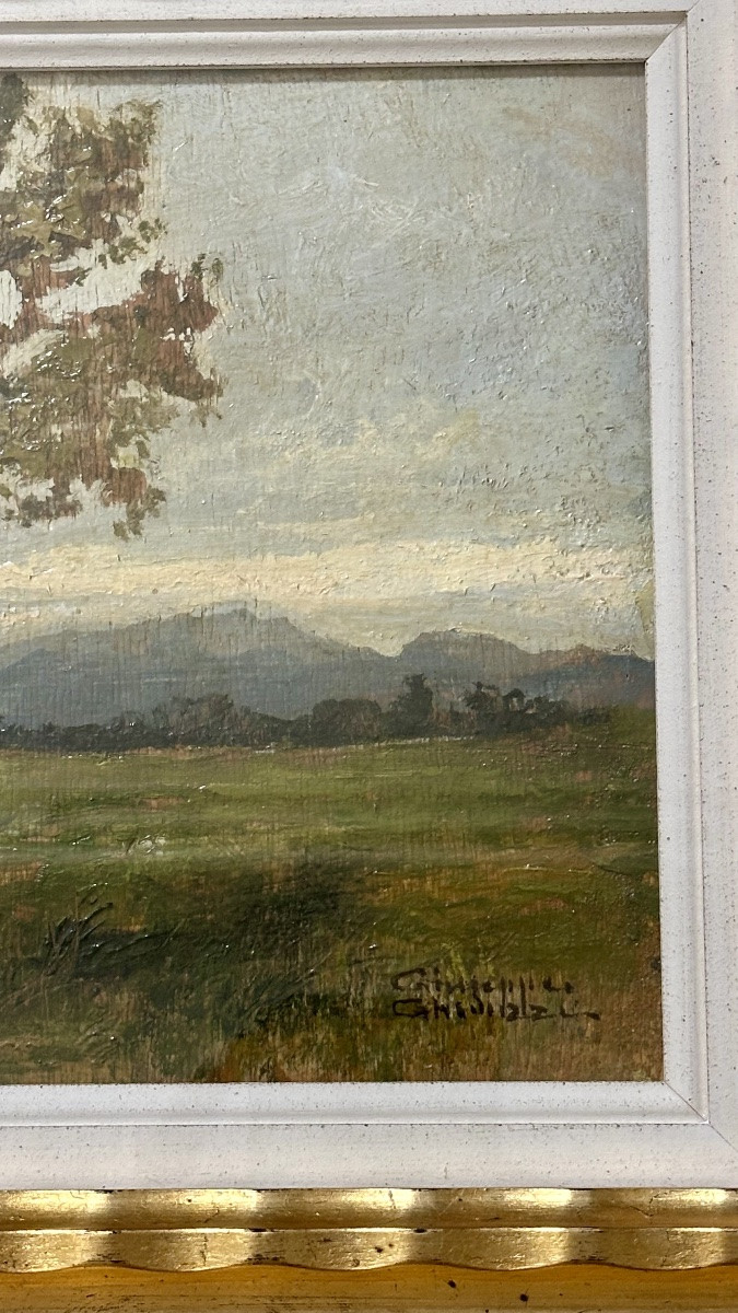 Tableau « Paysage avec arbres », signé Giuseppe Gheduzzi - XXe siècle-photo-1