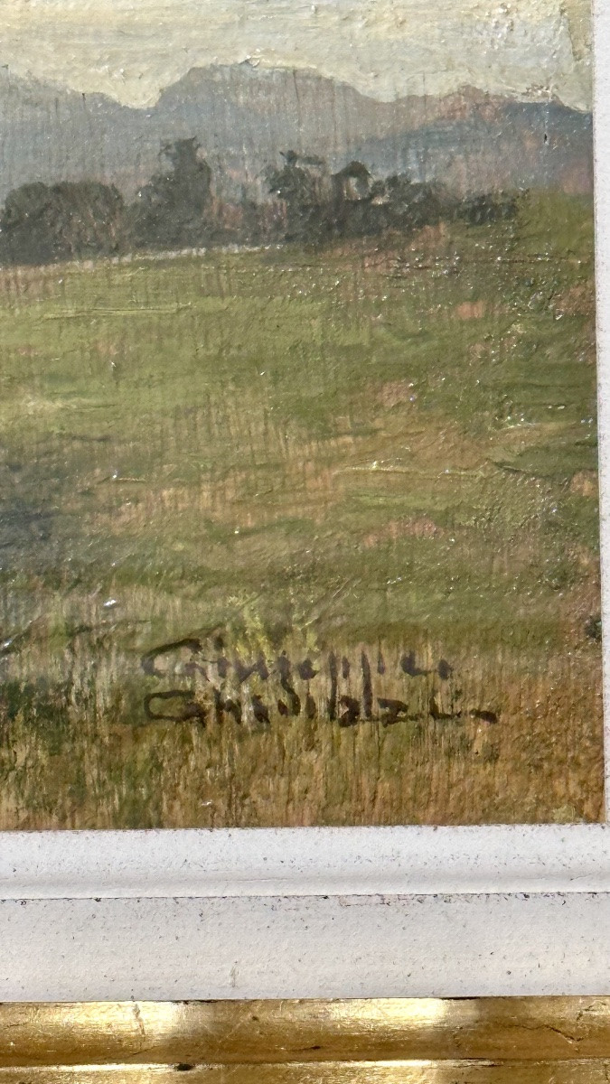 Tableau « Paysage avec arbres », signé Giuseppe Gheduzzi - XXe siècle-photo-2