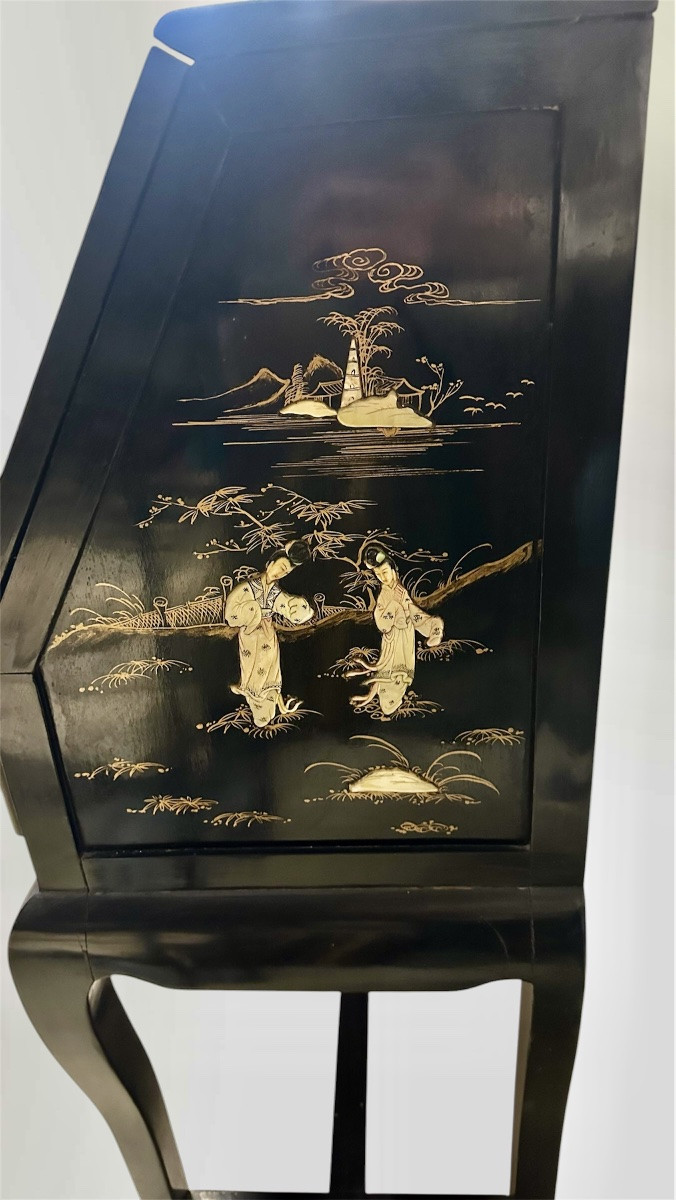 Bureau à abattant en nacre de style chinoiserie - XXe siècle-photo-1