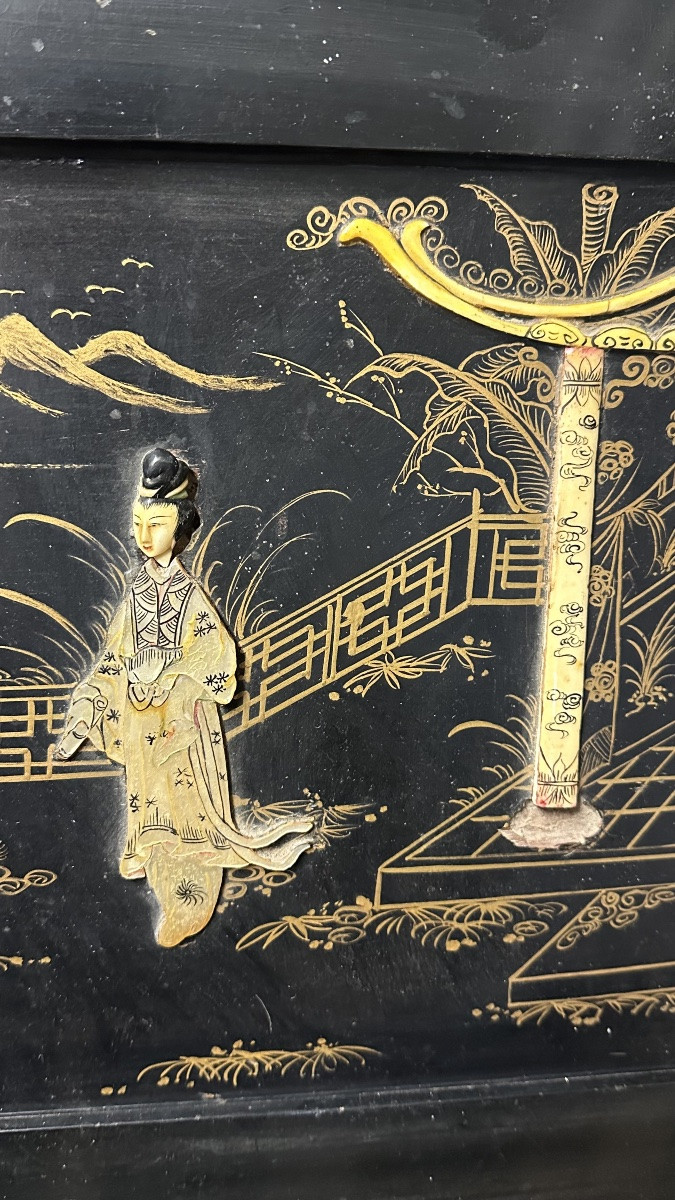 Bureau à abattant en nacre de style chinoiserie - XXe siècle-photo-6