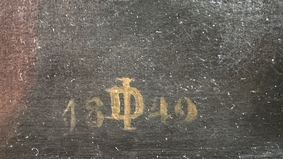 Huile sur toile « Vierge à l'Enfant », signée et datée « 18 ID 49 ».-photo-3