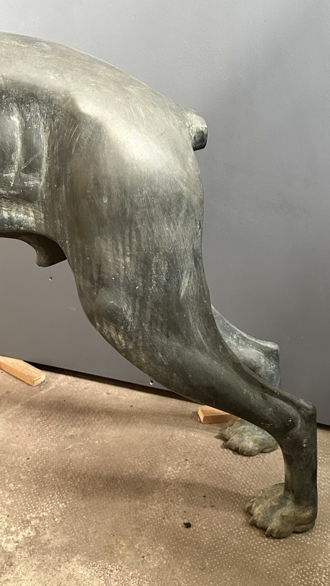 Sculpture en bronze représentant un lévrier stylisé (Xoloitzcuintli) - début du XXe siècle-photo-2