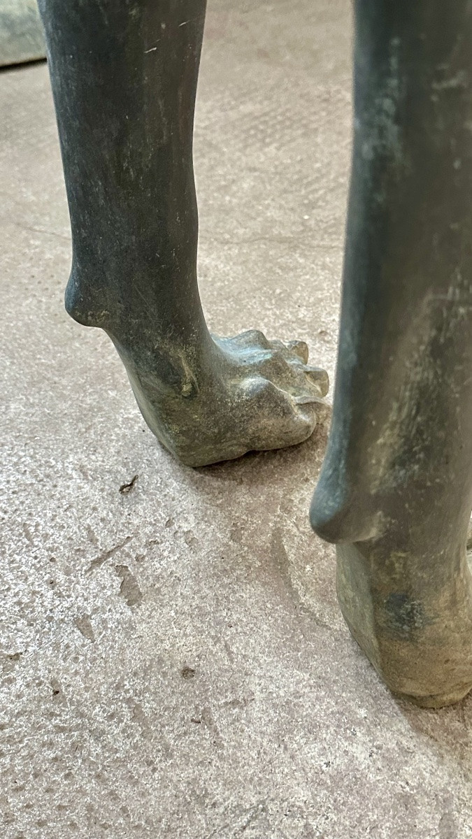Sculpture en bronze représentant un lévrier stylisé (Xoloitzcuintli) - début du XXe siècle-photo-6