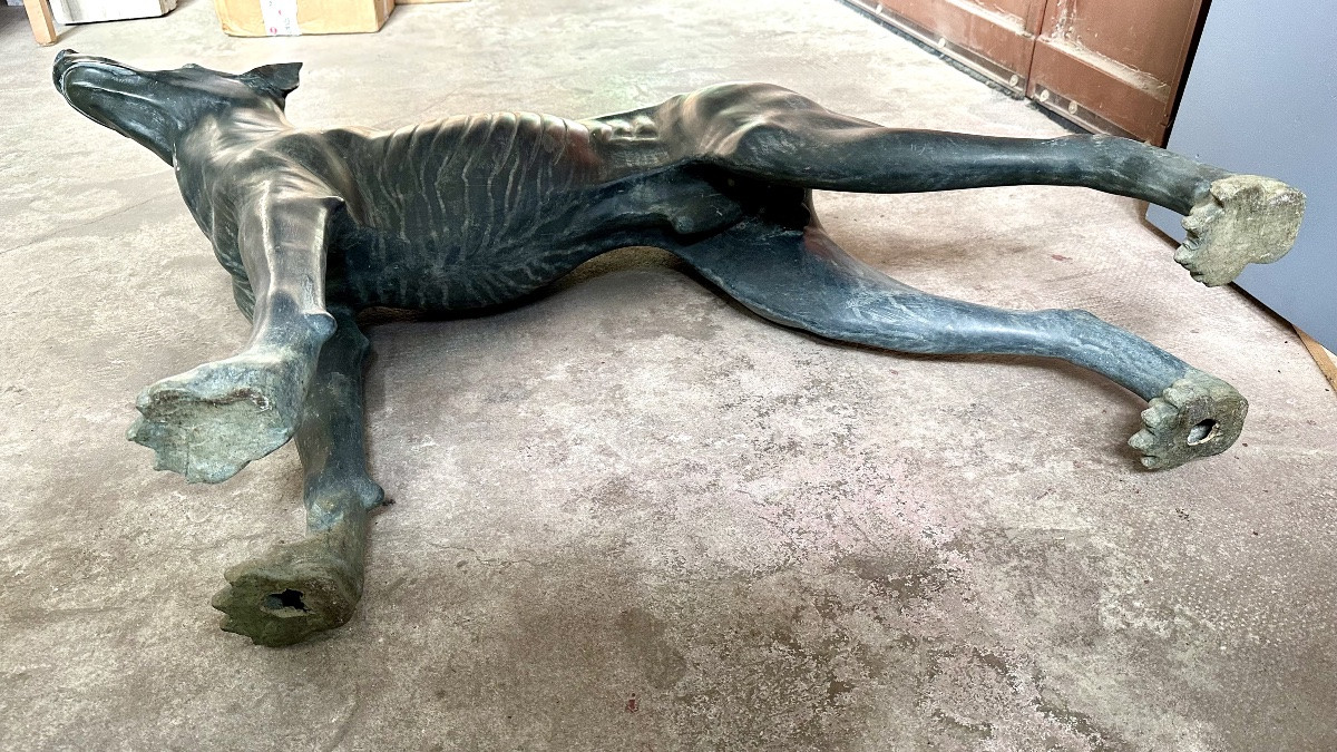 Sculpture en bronze représentant un lévrier stylisé (Xoloitzcuintli) - début du XXe siècle-photo-7