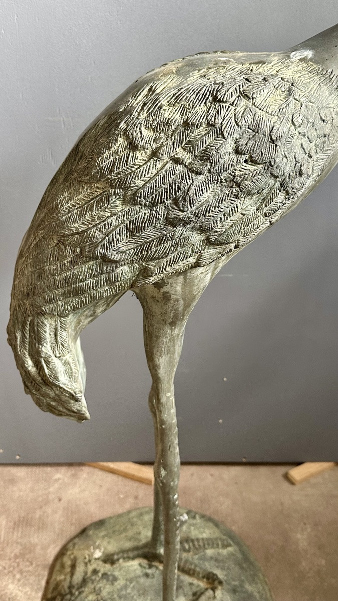 Decorative Bronze Sculpture Depicting A Heron – Early 20th Century-photo-3