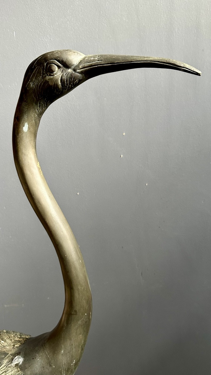 Decorative Bronze Sculpture Depicting A Heron – Early 20th Century-photo-4
