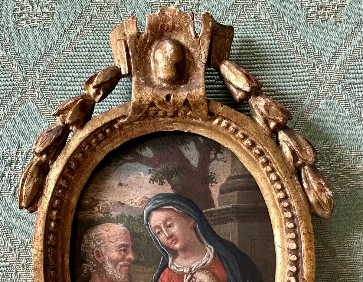 Huile sur panneau, « La Sainte Famille » - XVIIIe siècle-photo-2
