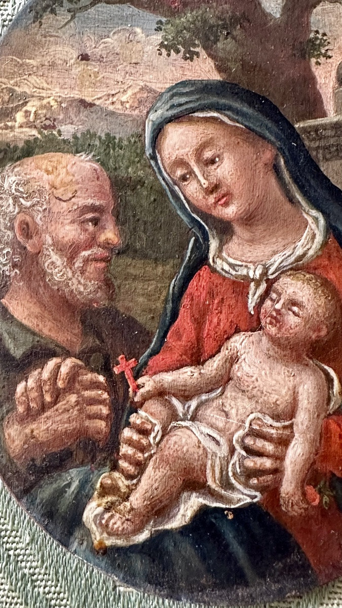 Huile sur panneau, « La Sainte Famille » - XVIIIe siècle-photo-5