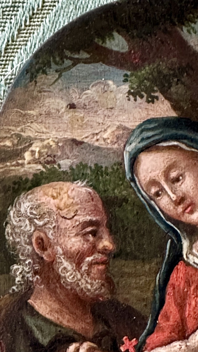 Huile sur panneau, « La Sainte Famille » - XVIIIe siècle-photo-7