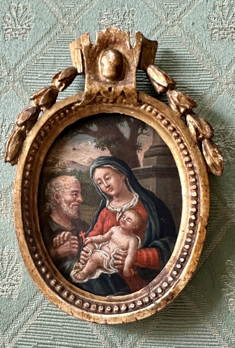 Huile sur panneau, « La Sainte Famille » - XVIIIe siècle