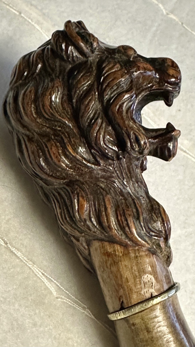 Walking Stick With A Carved Lion-head Handle - Napoleon III