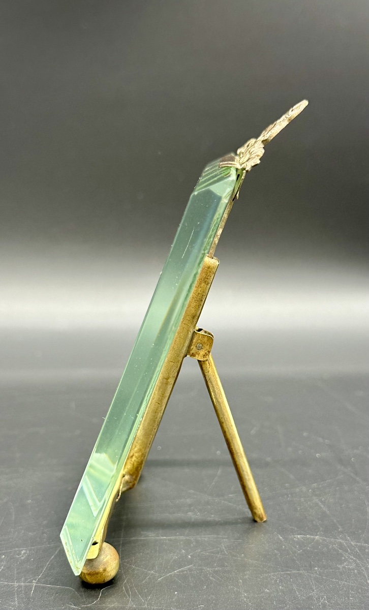 Cadre photo en laiton et verre biseauté – XIXe siècle-photo-3