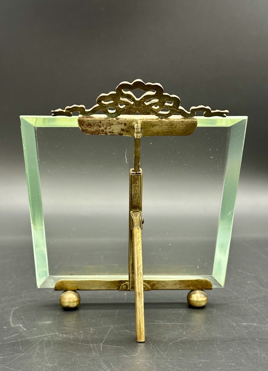 Cadre photo en laiton et verre biseauté – XIXe siècle-photo-4
