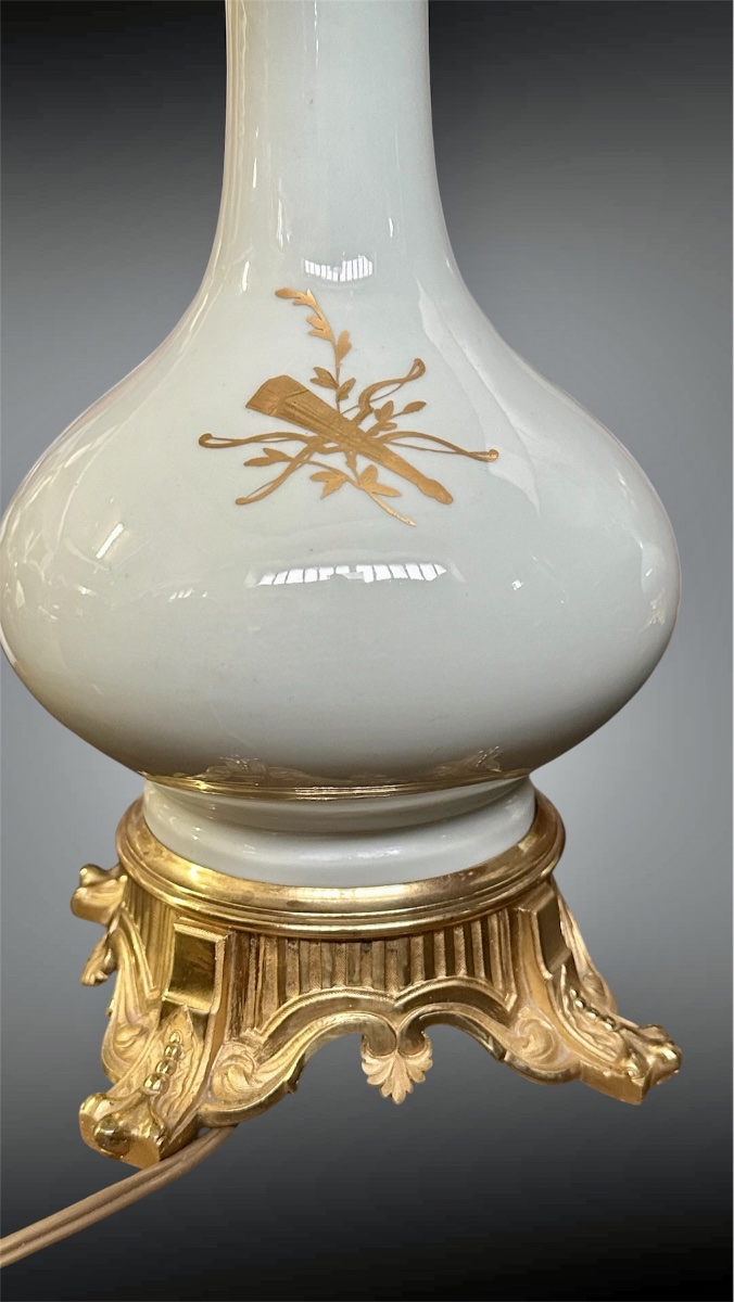 Paire de lampes à poser en porcelaine céladon et bronze doré – XIXe siècle-photo-1
