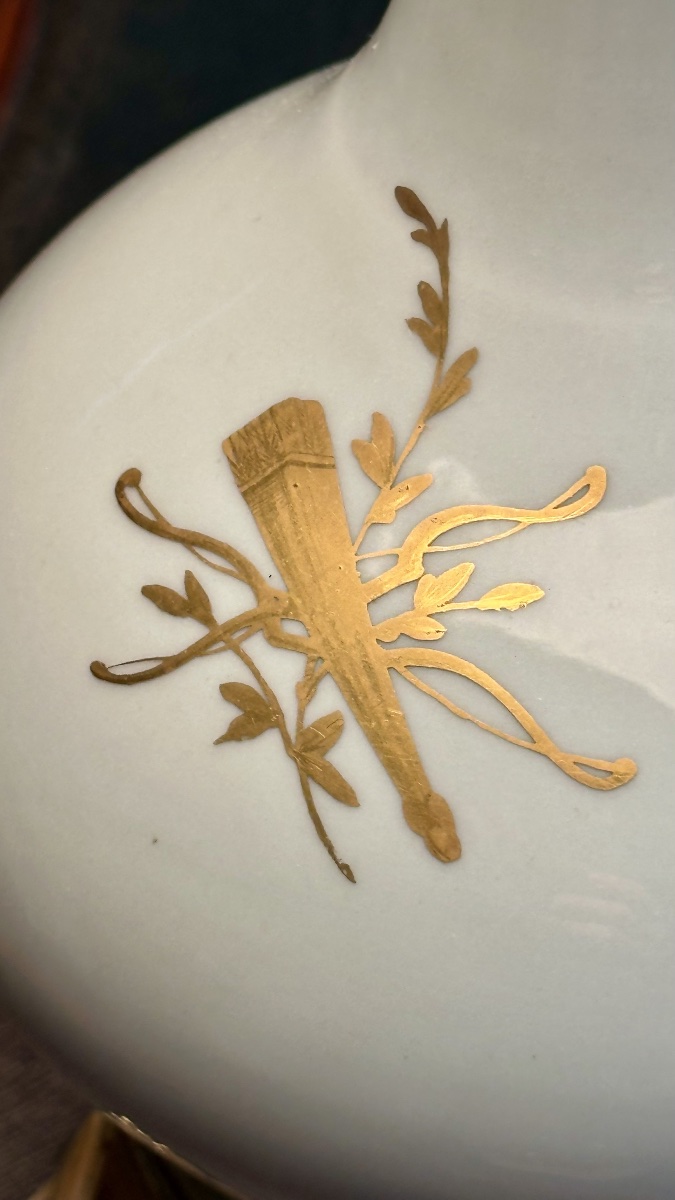 Paire de lampes à poser en porcelaine céladon et bronze doré – XIXe siècle-photo-3