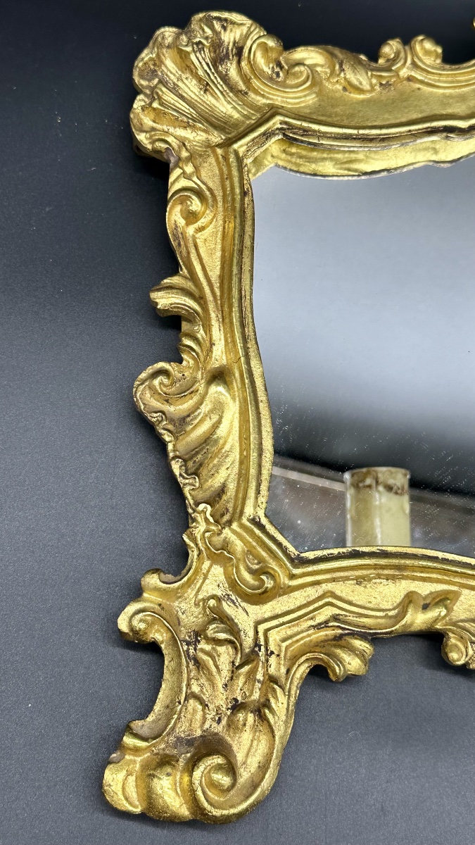 Paire d'appliques-miroirs en bronze doré – Italie, fin du XIXe siècle, style Louis XV-photo-4