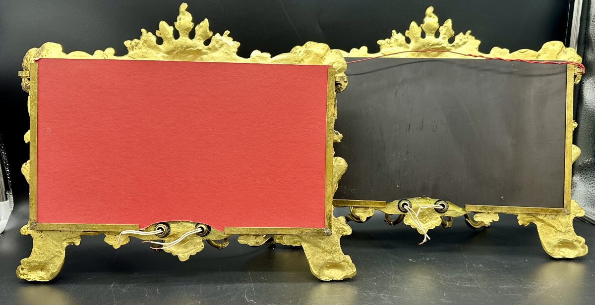 Paire d'appliques-miroirs en bronze doré – Italie, fin du XIXe siècle, style Louis XV-photo-7
