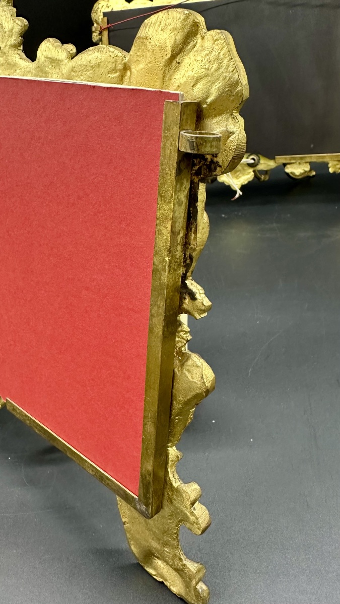 Paire d'appliques-miroirs en bronze doré – Italie, fin du XIXe siècle, style Louis XV-photo-8
