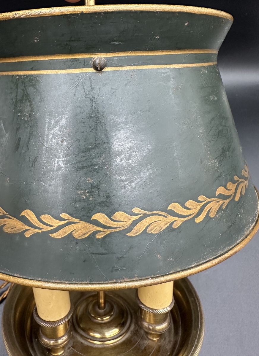 Bouillotte, Gilded Bronze Table Lamp With A Painted Sheet Metal Shade – Early 1900s-photo-4