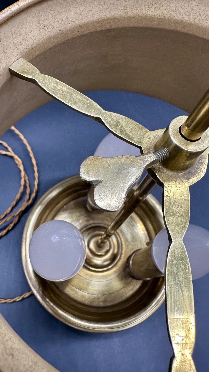 Bouillotte, Gilded Bronze Table Lamp With A Painted Sheet Metal Shade – Early 1900s-photo-1