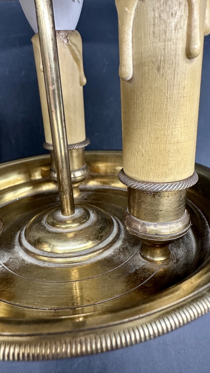 Bouillotte, Gilded Bronze Table Lamp With A Painted Sheet Metal Shade – Early 1900s-photo-2