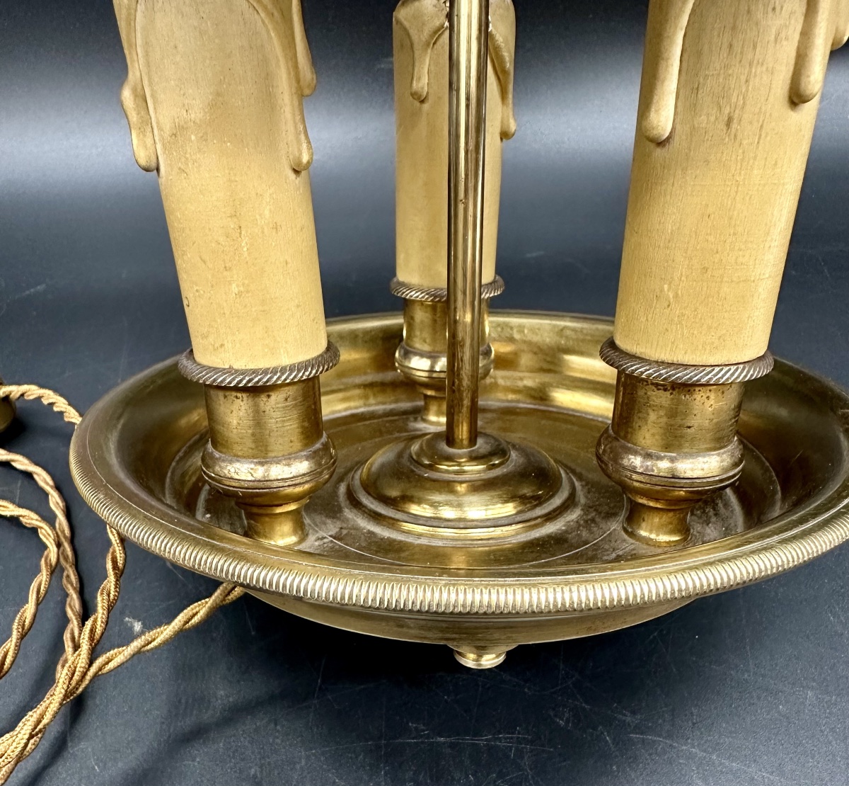 Bouillotte, Gilded Bronze Table Lamp With A Painted Sheet Metal Shade – Early 1900s-photo-4