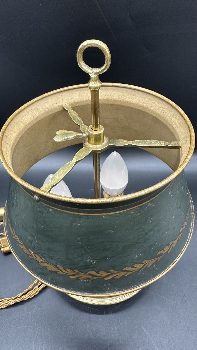 Bouillotte, Gilded Bronze Table Lamp With A Painted Sheet Metal Shade – Early 1900s-photo-5