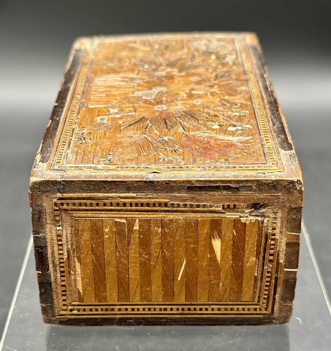 Sewing Box Inlaid With Polychrome Straw, 19th Century-photo-4